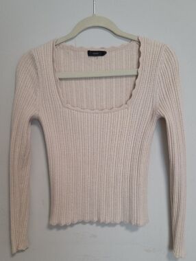 J. Crew Pale Pink Ribbed Scoop-Neck Sweater